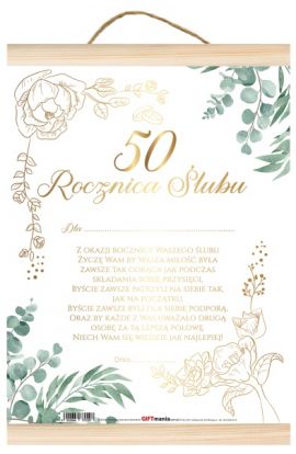 Dyplom życzenia na 50 Rocznicę Ślubu złocony